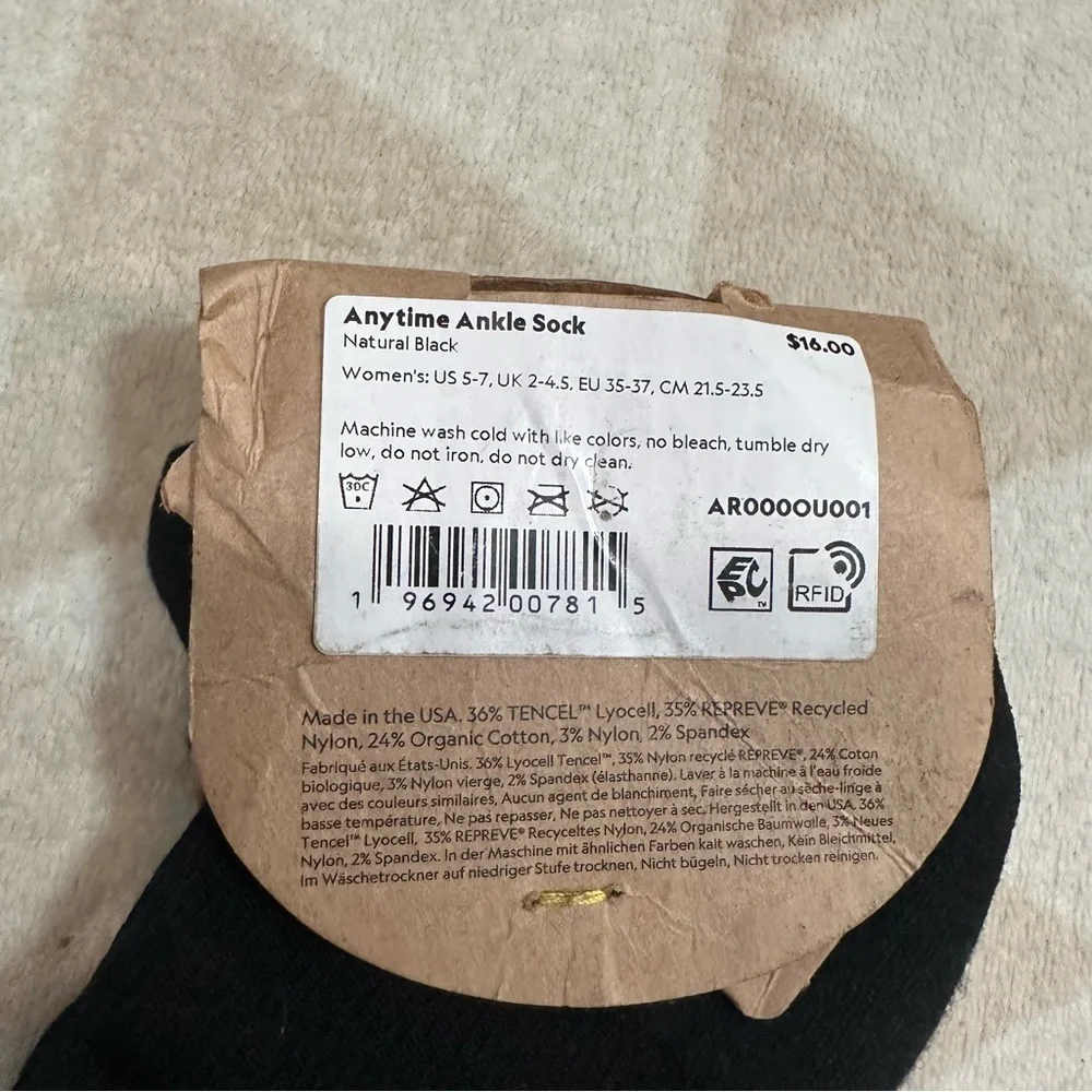Allbirds anytime ankle socks solid black
